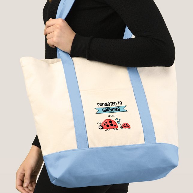 Bolsa Tote Cute ladybugs promoted to grandma blue (Criador carregado)