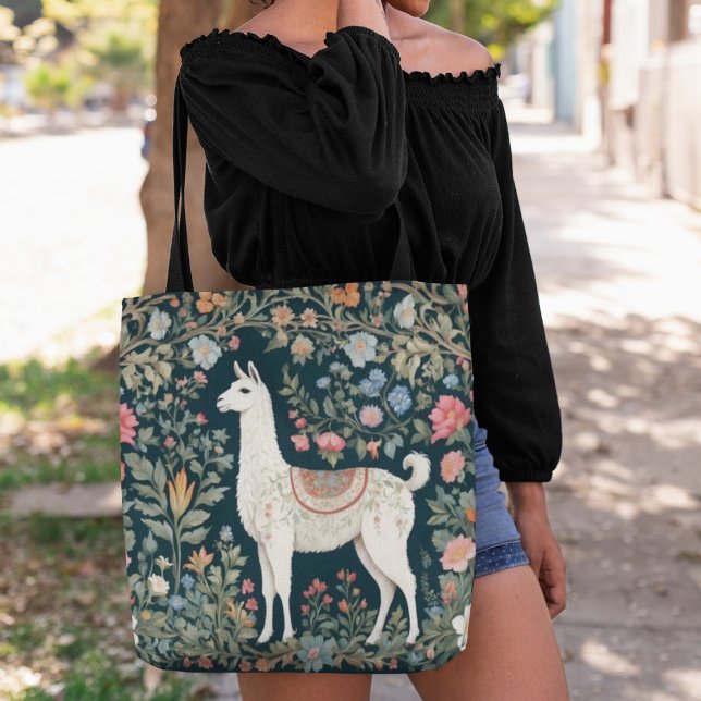 Bolsa Tote Cute Llama Elegant Floral (Criador carregado)