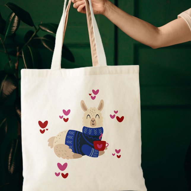 Bolsa Tote Cute Llama Love (Criador carregado)