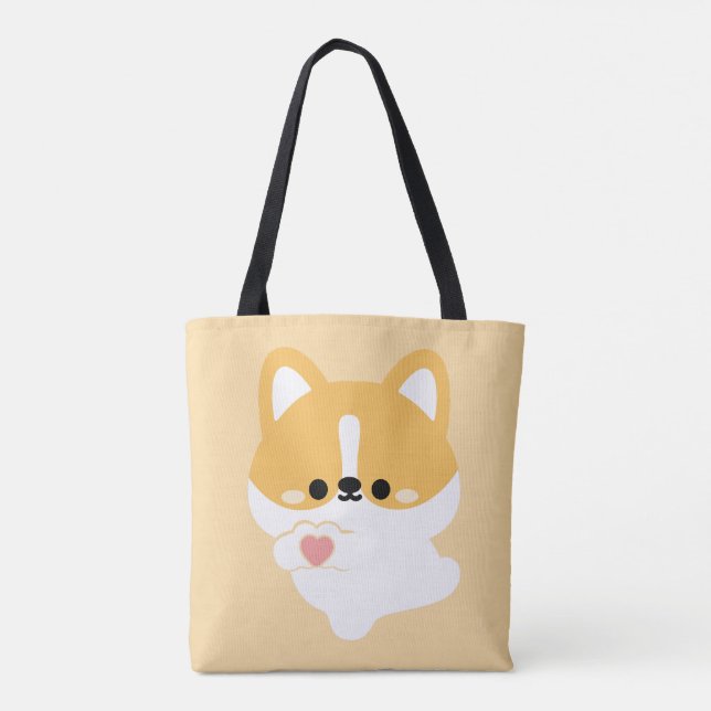 Bolsa Tote Cute Love Corgi (Verso)