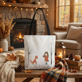 Bolsa Tote Cute Minimalist Woodland Watercolor Beige