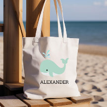 Cute Mint Green Whale Kids Personalizado