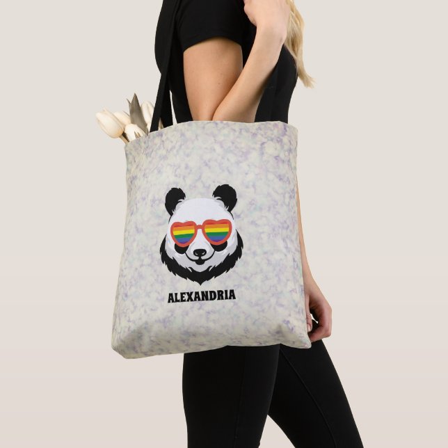 Bolsa Tote Cute Panda Bear | Rainbow | LGBTQ (Close Up)