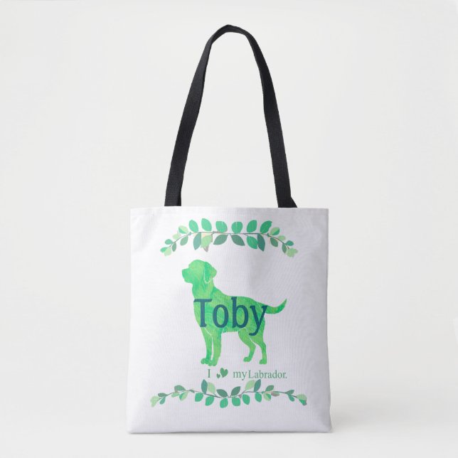 Bolsa Tote Cute Pastel Green Labrador | Custom Name & Photo (Frente)