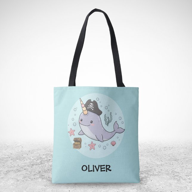 Bolsa Tote Cute Pirate Narwhal (Criador carregado)