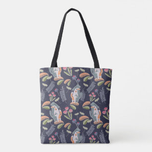 Bolsa Tote Cute Podenco e Galgo Floral Marinho