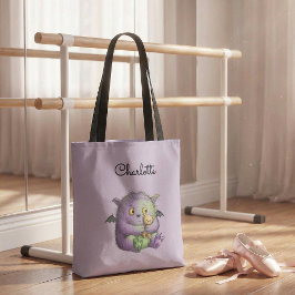 Bolsa Tote Cute Purple Green Fluffy Monster Buddy