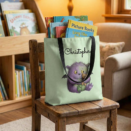 Bolsa Tote Cute Purple Green Fluffy Monster Buddy