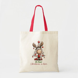 Bolsa Tote Cute Quirky Reindeer “Oh Deer, Christmas Is Here”