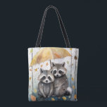 Bolsa Tote Cute Raccoons in the Rain<br><div class="desc">Cute Raccoons in the Rain holding an umbrella</div>