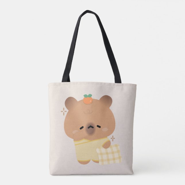 Bolsa Tote Cute Sleepy Capybara (Verso)