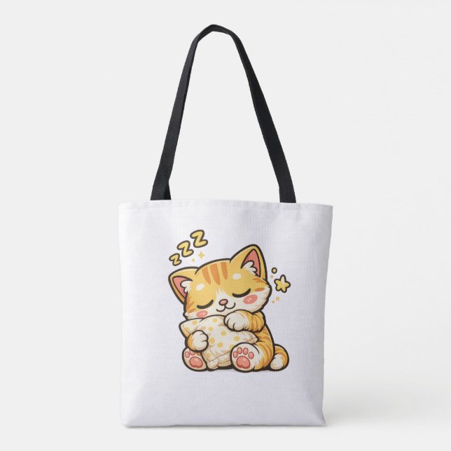 Bolsa Tote Cute Sleepy Cat Pillow (Verso)