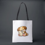Bolsa Tote Cute Sleepy Puppy with Pillow<br><div class="desc">Adorable kawaii puppy cuddling a cozy pillow. Perfect cute design for dog lovers and cozy vibes.</div>