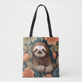 Bolsa Tote Cute Sloth Elegant Floral William Morris Inspired