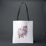 Bolsa Tote Cute Spring Bluebird & Cherry Blossom Watercolor A<br><div class="desc">Bring the fresh feeling of Spring into your home with this charming Bluebird artwork. The design features a sweet, round bird sitting amongst vibrant pink cherry blossoms (Sakura). With its soft colors and whimsical style, this is the perfect design for nursery decor, Easter greeting cards, or a thoughtful Mother's Day...</div>