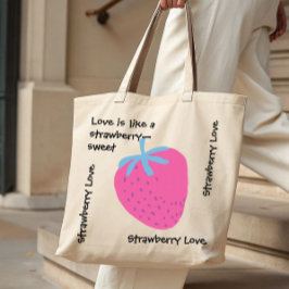 Bolsa Tote Cute Strawberry Love – Sacola de Compras do Dia do