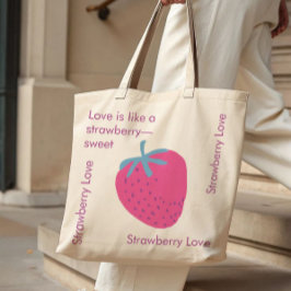 Bolsa Tote Cute Strawberry Love – Sacola de Compras do Dia do