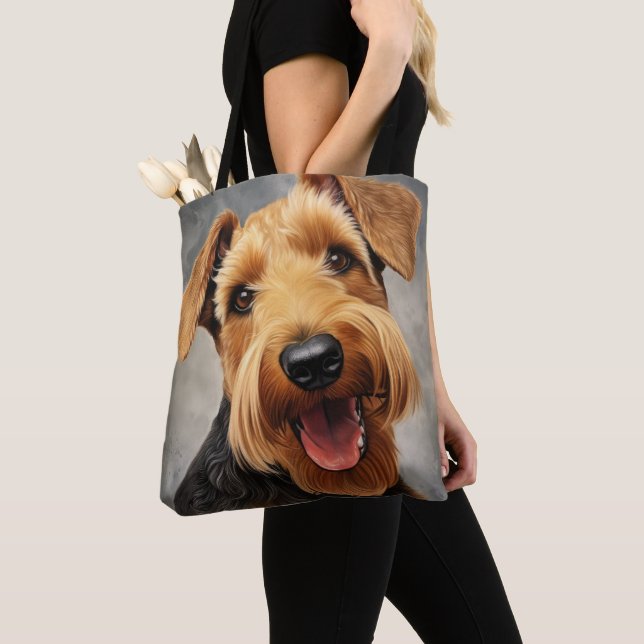 BOLSA TOTE CUTE TAN & BROWN WELSH TERRIER DOG (Close Up)