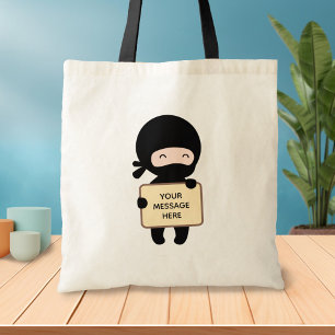 Bolsa Tote Cute Tiny Ninja Sinal de Segurando