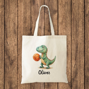Bolsa Tote Cute Trex Jogando Basquete Personalizado