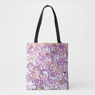 Bolsa Tote Cute Unicorn Pony: Coleção de Doodles Mágicos
