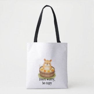 Bolsa Tote Cute Watercolor Capybara in Hot Tub with Oranges &
