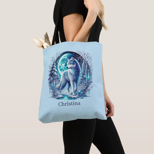 Bolsa Tote Cute Winter Seasonal wolf  (Close Up)