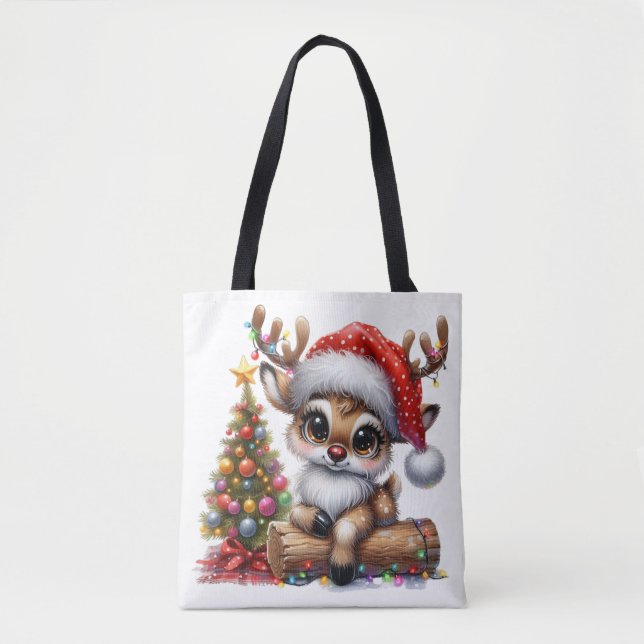 Bolsa Tote Cute Xmas Reindeer (Frente)