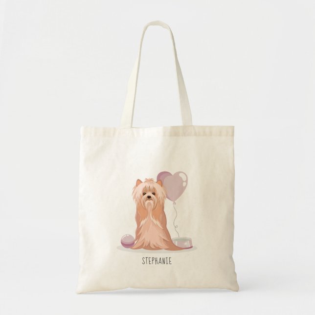 Bolsa Tote Cute Yorkshire Terrier Birthday (Frente)