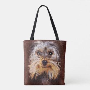 Bolsa Tote Cute Yorkshire Terrier Face 3D Para Mulheres