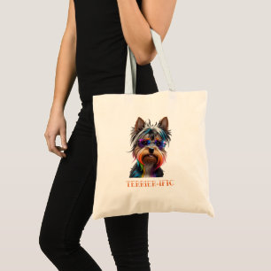 Bolsa Tote Cute Yorkshire Terrier Vestindo óculos escuros