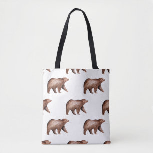 Bolsa Tote Cuteness Urso: Padrão Animal De Aquarela