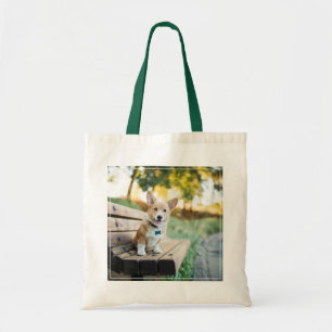 Bolsa Tote Cutest Baby Animals Corgi Puppy on a Park Bench