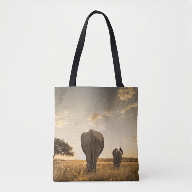 Bolsa Tote Cutest Baby Animals | Elephant Calf & Mother (Frente)