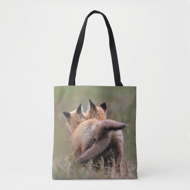 Bolsa Tote Cutest Baby Animals | Red Fox Kits Locking Tails (Frente)