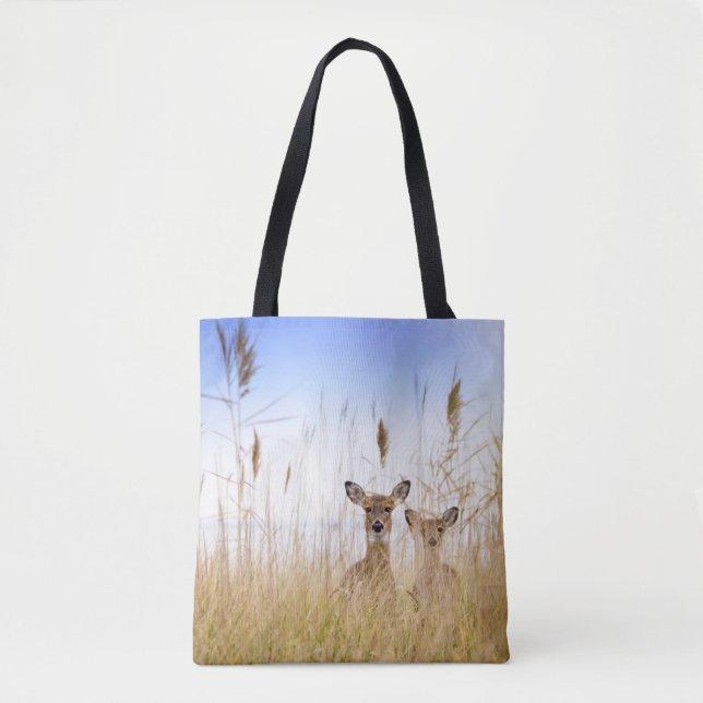 Bolsa Tote Cutest Baby Animals | Two Young White Tailed Deer (Frente)
