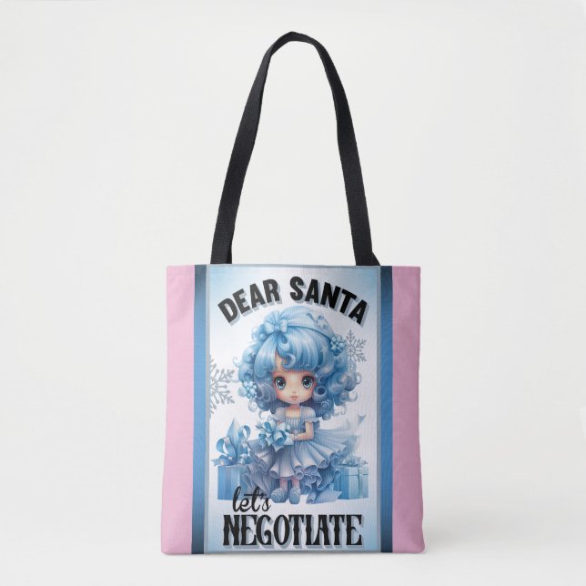 Bolsa Tote Cutie Blue Dear Papais noeis Natal (Frente)