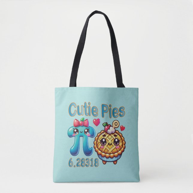 Bolsa Tote "Cutie Pies" - Símbolo de Pi Cónico e Pie Pun (Frente)