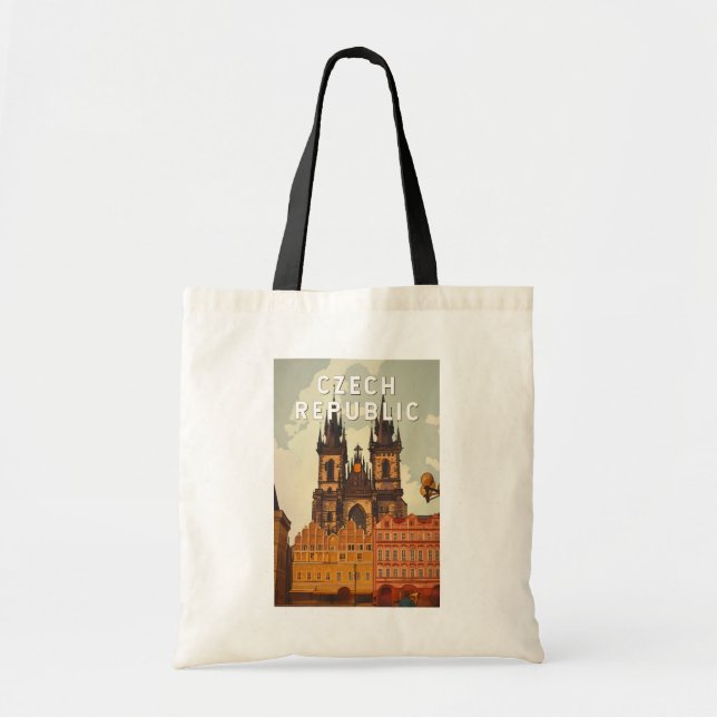 Bolsa Tote Czech Republic Illustration Travel Art Vintage (Frente)
