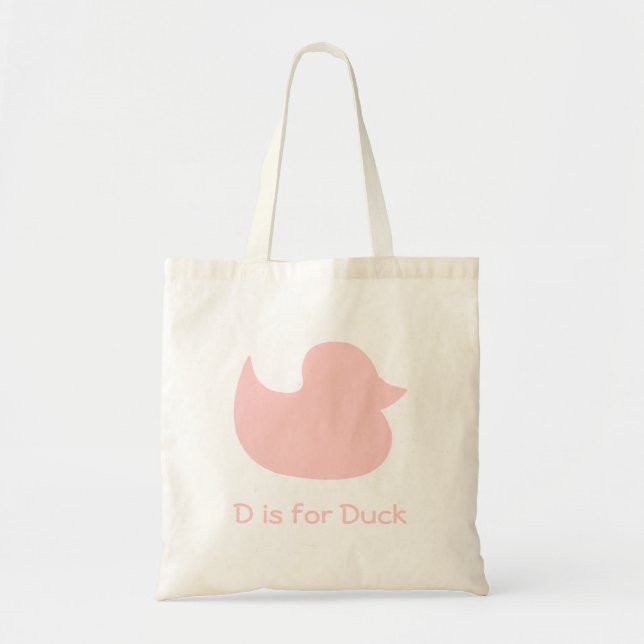 Bolsa Tote D é para Pato de Rosa (Frente)