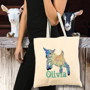 Bolsa Tote Da cabra bonito colorida do bebê de Olivia arte