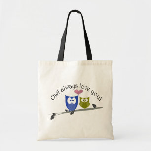 Bolsa Tote Da coruja amor sempre, desenhos animados bonitos
