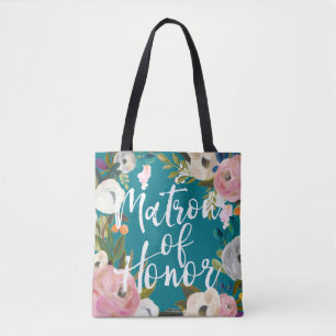 Bolsa Tote da Dama de Honra com Floral Escovado pa