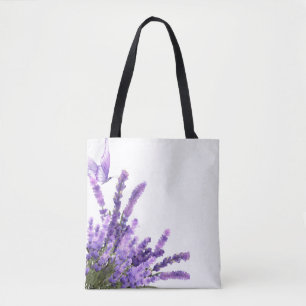 bolsa tote da primavera, flores de lavanda