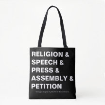 Bolsa Tote da Primeira Emenda em preto
