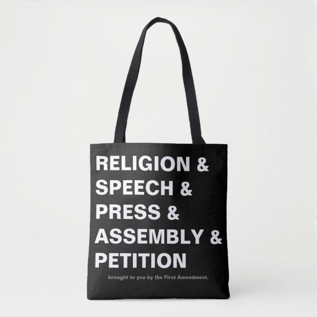 Bolsa Tote da Primeira Emenda em preto (Frente)