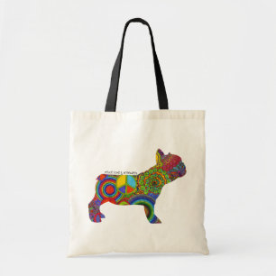 Bolsa Tote Da "sacola do pop art do amor & dos Frenchies paz"
