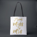Bolsa Tote Da Senhorita até a Chá de panela do partido Gold F<br><div class="desc">Da Senhorita à Sra. Chá de panela Gold Foil,  Bolsa de canvas para um Partido Chá de panela Moderno e Elegante.</div>
