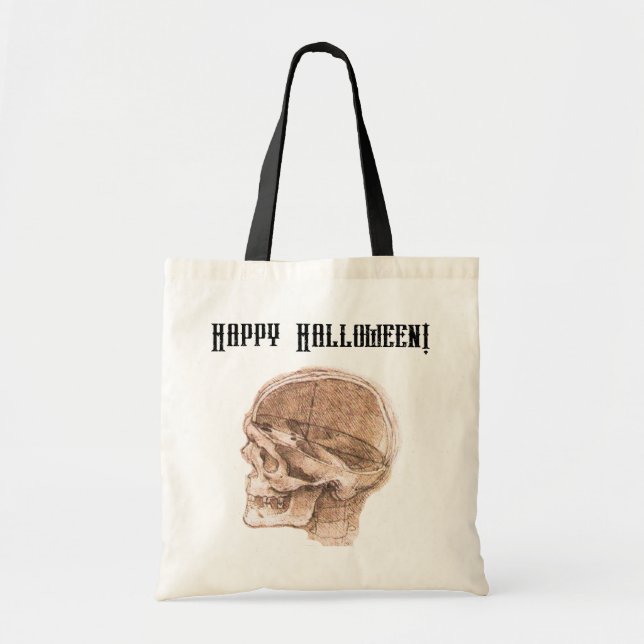 Bolsa Tote Da Vinci Halloween Anatomia científica Impressão d (Frente)