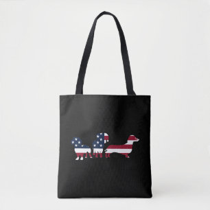 Bolsa Tote Dachshund 4º De Julho, Cachorros Patrióticos Wiene